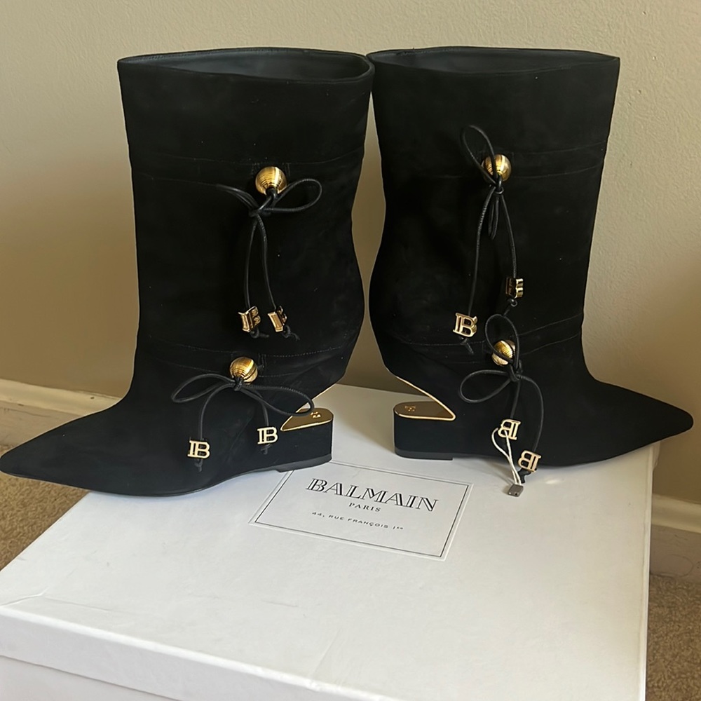 Balmain suede black ankle boots